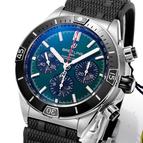Breitling Chronomat B01 Stainless Steel 브라이틀링 크로노맷 B01 테인리스 스틸 러버 스트랩 다크그린다이얼  44mm