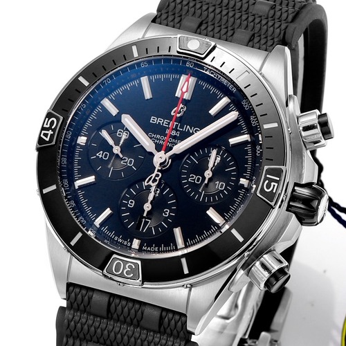 Breitling Chronomat B01 Stainless Steel 브라이틀링 크로노맷 B01 테인리스 스틸 러버 스트랩 블랙다이얼  44mm