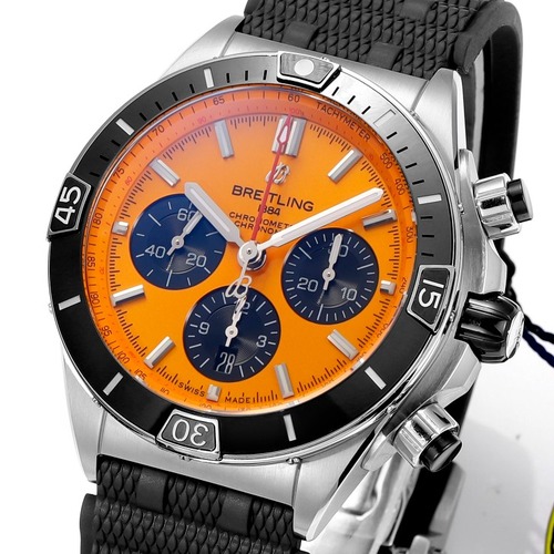 Breitling Chronomat B01 Stainless Steel 브라이틀링 크로노맷 B01 테인리스 스틸 러버 스트랩 오렌지다이얼  44mm