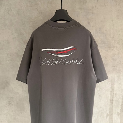 Balenciaga Wave Embroidered Logo T-Shirt 발렌시아가 웨이브 자수 로고 반팔 티셔츠