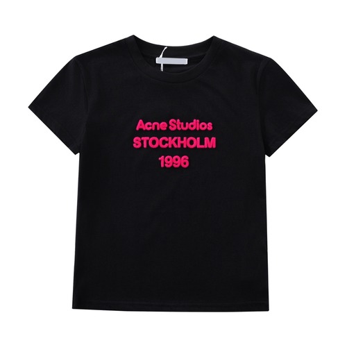 Acne Studios Stockholm 1996 Logo Flocked T-Shirt 에크네 스튜디오 스톡홀름 1996 로고 플록 프린트 블랙 티셔츠