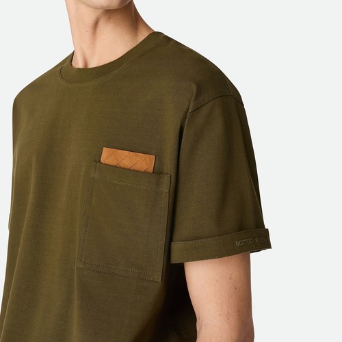 Bottega Veneta Pima Cotton Jersey T-Shirt 보테가 베네타 인트레치아토 포켓 패치 피마 코튼 저지 티셔츠 카키