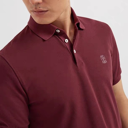 Brunello Cucinelli Classic Cotton Piqué Polo Shirt 브루넬로 쿠치넬리 클래식 코튼 피케 폴로 셔츠 버건디