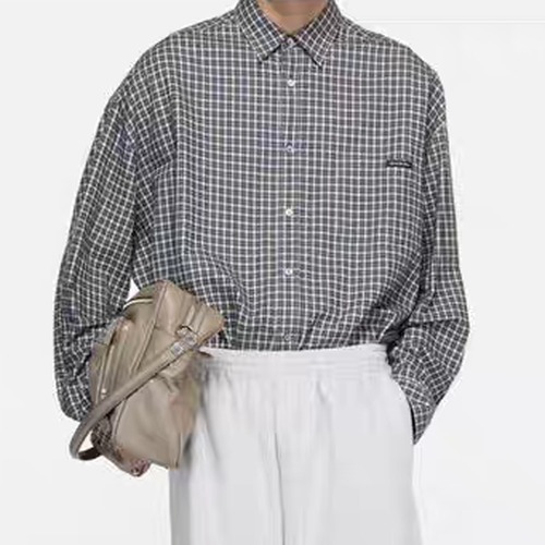 Acne Studios Check Flannel Button-Up Shirt 아크네 스튜디오 체크 플란넬 버튼 셔츠 그레이