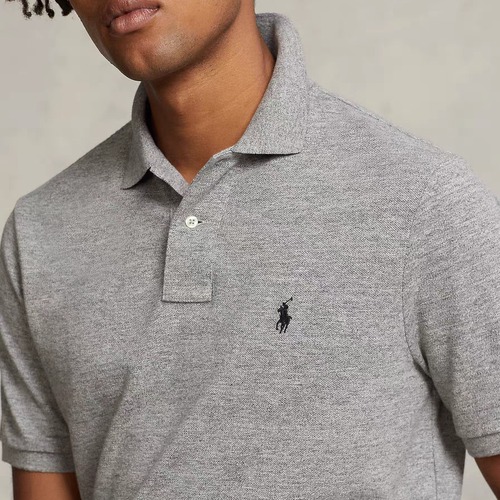 Polo Ralph Lauren Custom Slim Fit Mesh Polo Shirt 폴로 랄프 로렌 커스텀 슬림 핏 메쉬 폴로 셔츠 그레이