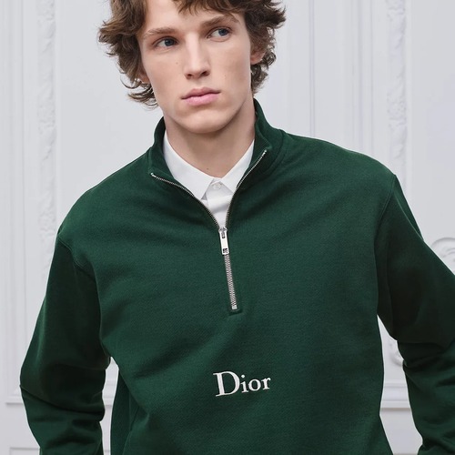 Christian Dior Zip-Neck Embroidered Logo Sweatshirt 크리스챤 디올 지퍼넥 로고 자수 스웻셔츠 그린