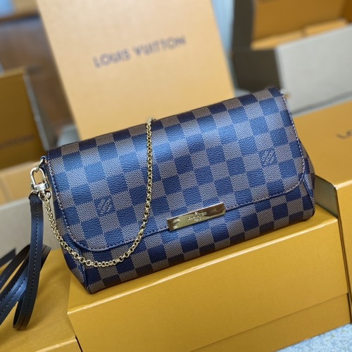 Louis Vuitton Favorite MM Monogram Damier  Azur N41275 루이비통 페이버릿 MM 모노그램·다미에 에벤·다미에 아주르 체인 숄더 클러치 28cm