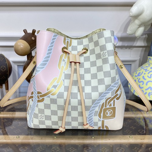 Louis Vuitton Néonoé MM Bucket Bag Damier Azur Canvas 루이비통 네오노에 MM 버킷백 다미에 아주르 캔버스 N40474 26cm