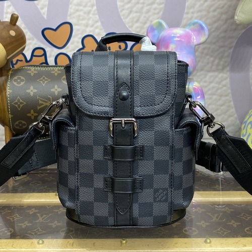 Louis Vuitton Nano Christopher Backpack Damier Graphite Canvas 루이비통 나노 크리스토퍼 백팩 다미에 그라파이트 캔버스 M82769 14cm