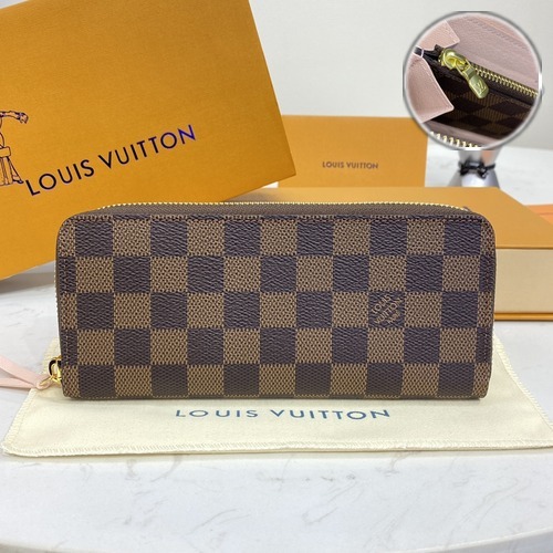 Louis Vuitton Clémence Wallet Damier Ebene 루이비통 클레망스 월렛 다미에 에벤 N60534 핑크 20cm