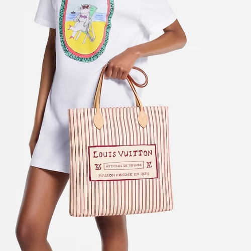Louis Vuitton Carry It M15121/M15128 루이비통 캐리 잇 토트백 핑크 스트라이프 코튼 캔버스 37cm