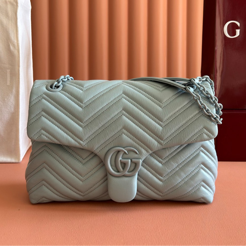 Gucci GG Marmont Quilted Nappa Mini Chain Shoulder Bag 850676 구찌 GG 마몽 퀼팅 나파 미니 체인 숄더백 그레이 31cm