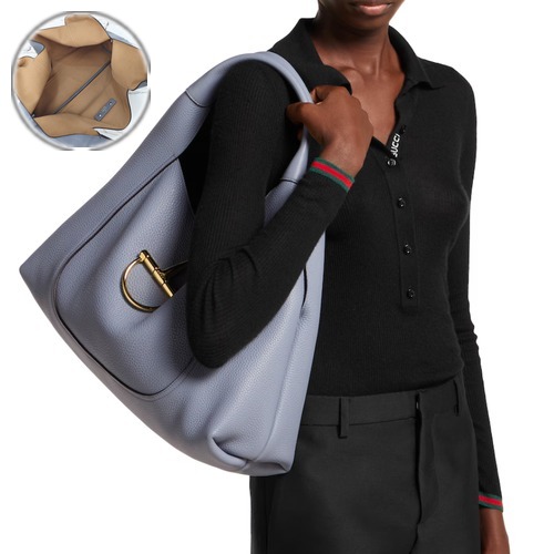 Gucci Softbit Grain Leather Large Shoulder Bag 837466 구찌 소프트빗 그레인 레더 라지 숄더백 그레이 46cm