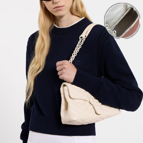 Gucci GG Marmont Quilted Nappa Mini Chain Shoulder Bag 855371 구찌 GG 마몽 퀼팅 나파 미니 체인 숄더백 아이보리 23cm