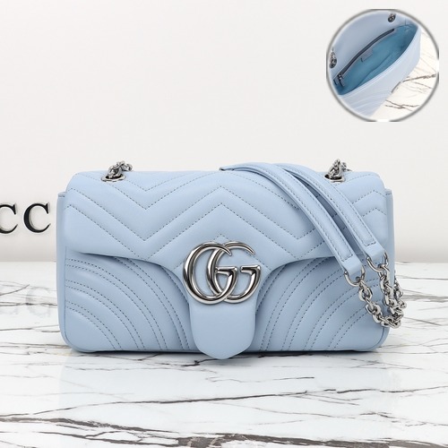 GUCCI Chain Shoulder Bag 837267 구찌 체인 숄더백 스카이블루 레더 은장 26cm