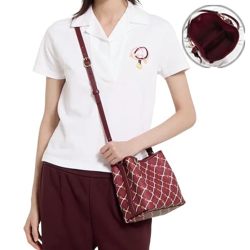 Gucci GG Emblem Mini Bucket Bag 구찌 GG 엠블럼 미니 버킷백 815118 버건디/오프화이트 GG 코팅 패브릭 20.5cm