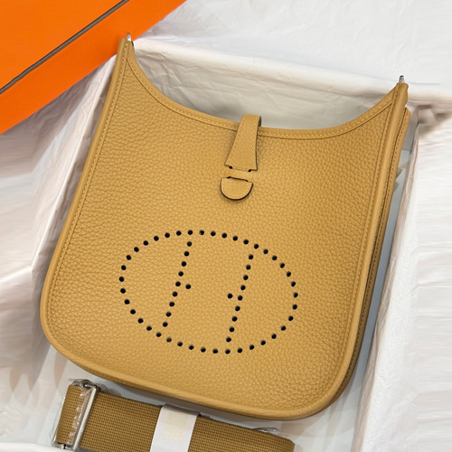 Hermes Evelyne Shoulder Bag 에르메스 에블린 토리용 모리스 카프스킨 숄더백 다크옐로우 23cm