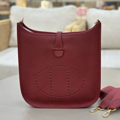 Hermes Evelyne 29 Clemence Leather 에르메스 에블린 29 클레망스 가죽 플래그 레드 숄더백 29cm