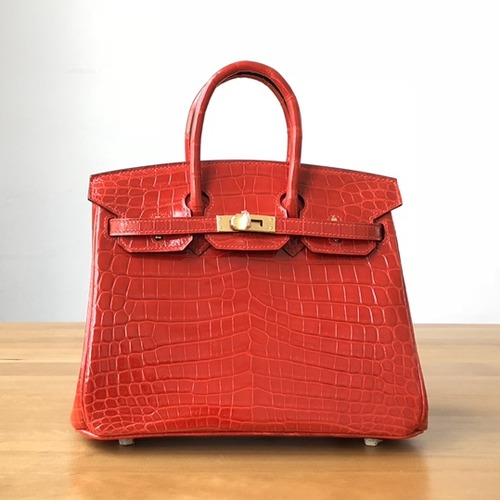 Hermes Birkin 25 Shiny Crocodile Leather J5 Purple Gold Hardware 25cm 에르메스 버킨 25 샤이니 악어가죽 J5 핑크레드 금장 25cm