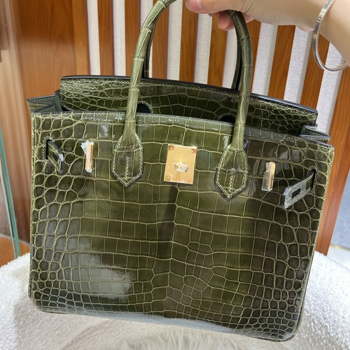 Hermes Birkin 30 Shiny Niloticus Crocodile Leather British Green Gold Hardware 30cm 에르메스 버킨 30 샤이니 나일악어가죽 브리티시 그린 금장 30cm