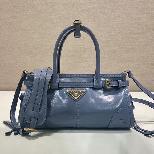 PRADA Re-Edition 1995 Mini Patent Leather 프라다 리에디션 1995 미니 페이턴트 레더 토트백 1BA486 매트블루 23cm