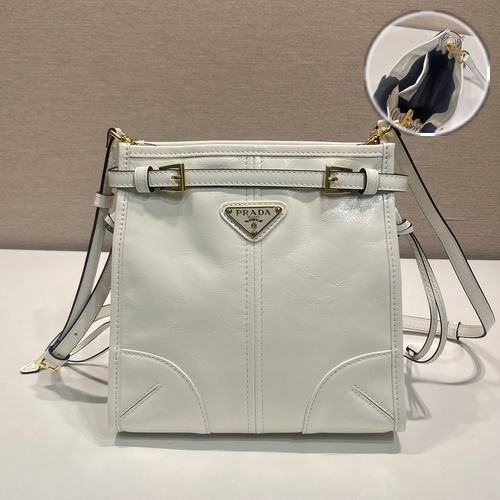 Prada Bonnie Patent Leather Crossbody Bag 1BA229 20cm 프라다 보니 페이턴트 가죽 크로스백 1BA229 아이보리 20cm