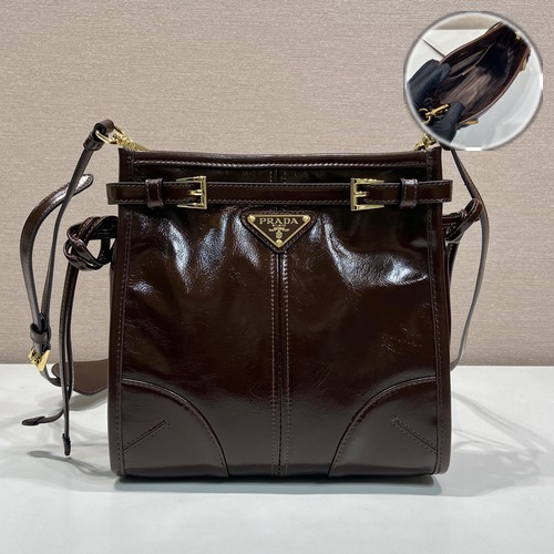 Prada Bonnie Patent Leather Crossbody Bag 1BA229 20cm 프라다 보니 페이턴트 가죽 크로스백 1BA229 버건디 20cm