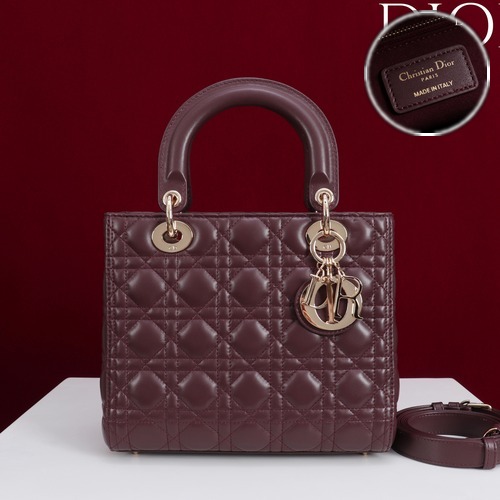 Lady Dior Medium Bag Cannage Calfskin M0565 레이디디올 미디엄 카나쥬 카프스킨 토트백 버건디 24cm