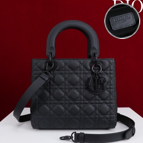 Lady Dior Medium Bag Cannage Calfskin M0565 레이디디올 미디엄 카나쥬 카프스킨 토트백 블랙 무광 24cm