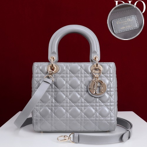 Lady Dior Medium Bag Cannage Calfskin M0565 레이디디올 미디엄 카나쥬 카프스킨 토트백 그레이 24cm
