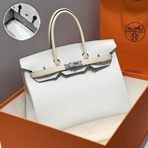 Hermes Birkin 35 Togo Leather Navy Blue Jaune Amber 에르메스 버킨 35 토고 가죽 화이트 아이보리 35cm
