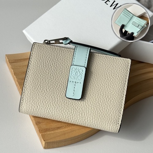 LOEWE Vertical Wallet Grained Calfskin Black L1112 로에베 버티컬 지퍼 반지갑 그레인 카프스킨 아이보리 L1112 12cm