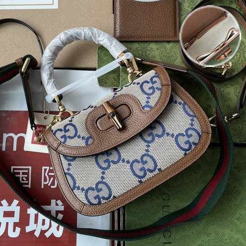 Gucci Bamboo 1947 Mini Top Handle Bag 구찌 뱀부 1947 미니 탑핸들 백 735115 네이비 21cm