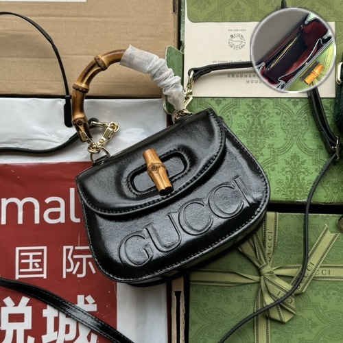 Gucci Bamboo 1947 Mini Top Handle Bag 구찌 뱀부 1947 미니 탑핸들 백 786482 블랙 앰보 17cm