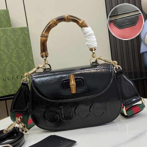 Gucci Bamboo 1947 Small Top Handle Bag 구찌 뱀부 1947 스몰 탑핸들 백 675797 블랙 앰보 21cm