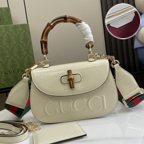 Gucci Bamboo 1947 Small Top Handle Bag 구찌 뱀부 1947 스몰 탑핸들 백 675797 아이보리 앰보 21cm