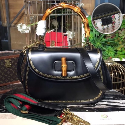 Gucci Bamboo Top Handle Bag 구찌 뱀부 탑핸들 백 488800 블랙 27cm