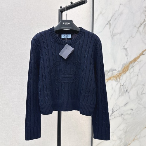 Prada 프라다 입체 로고 플라워 장식 니트 스웨터