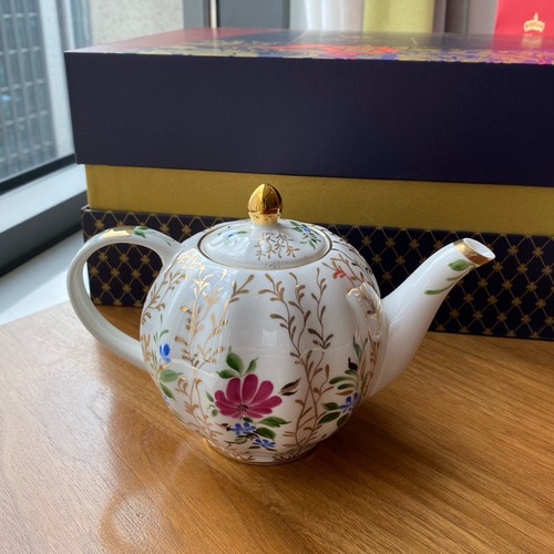 LOMONOSOV 로모노소프 러시아 황실 플라워 골드 티포트 세트