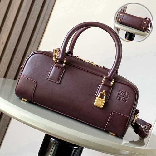 Loewe Amazona 23 Anagram Leather Top Handle Bag 로에베 아마조나 23 아나그램 레더 토트백 버건디 23cm