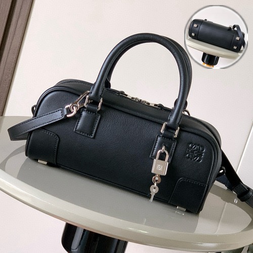 Loewe Amazona 23 Anagram Leather Top Handle Bag 로에베 아마조나 23 아나그램 레더 토트백 블랙 23cm
