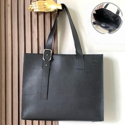 Loewe Buckle Horizontal Calfskin Leather Tote Bag 로에베 버클 호라이즌탈 카프스킨 레더 토트백 블랙 38.7cm