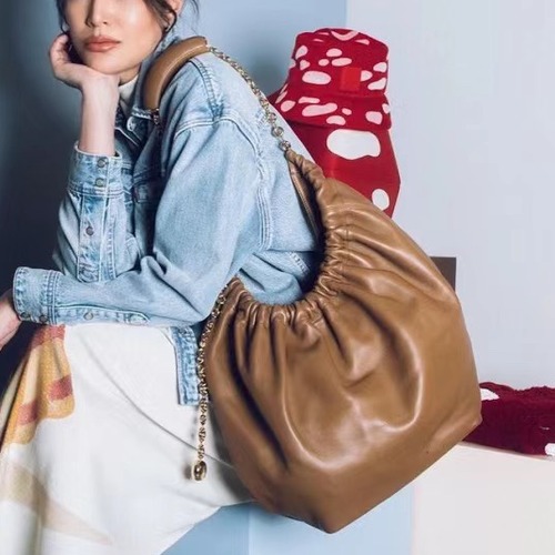 Loewe Squeeze Anagram Napa Leather Top Handle Bag 로에베 스퀴즈 아나그램 나파 레더 토트백 브라운 34cm