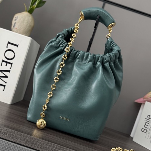 Loewe Mini Squeeze Anagram Napa Leather Top Handle Bag 로에베 미니 스퀴즈 아나그램 나파 레더 토트백 다크그린 29cm