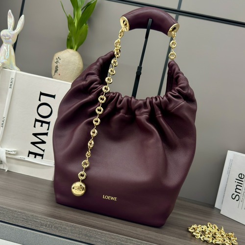 Loewe Mini Squeeze Anagram Napa Leather Top Handle Bag 로에베 미니 스퀴즈 아나그램 나파 레더 토트백 버건디 29cm