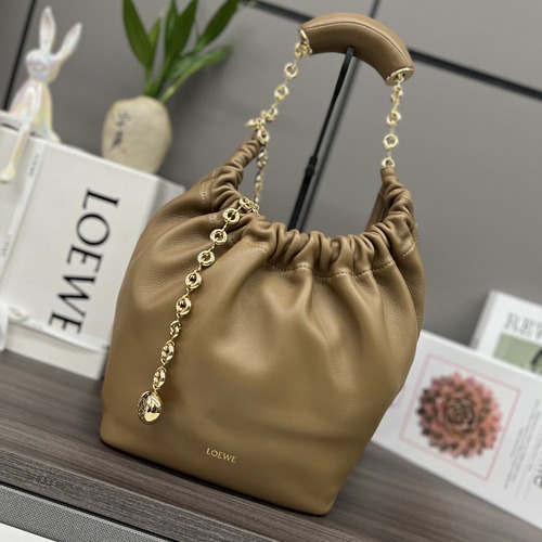 Loewe Mini Squeeze Anagram Napa Leather Top Handle Bag 로에베 미니 스퀴즈 아나그램 나파 레더 토트백 브라운 29cm