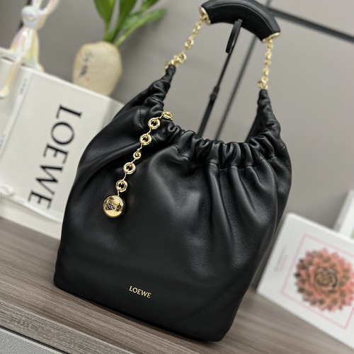 Loewe Mini Squeeze Anagram Napa Leather Top Handle Bag 로에베 미니 스퀴즈 아나그램 나파 레더 토트백 블랙 29cm