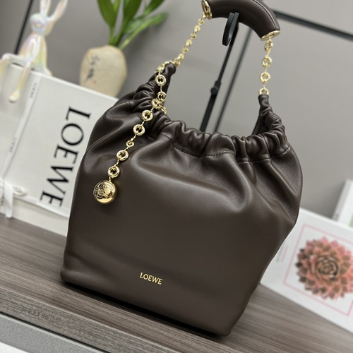 Loewe Mini Squeeze Anagram Napa Leather Top Handle Bag 로에베 미니 스퀴즈 아나그램 나파 레더 토트백 다크브라운 29cm
