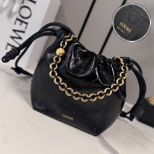 Loewe Mini Flamenco Purse Napa Leather 로에베 미니 플라멩코 퍼스 나파 레더 체인백 블랙 23cm