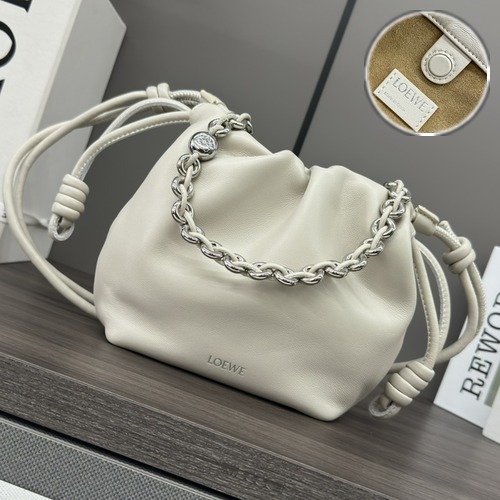 Loewe Mini Flamenco Purse Napa Leather Chain Bag 로에베 미니 플라멩코 퍼스 나파 레더 체인백 아이보리 23cm